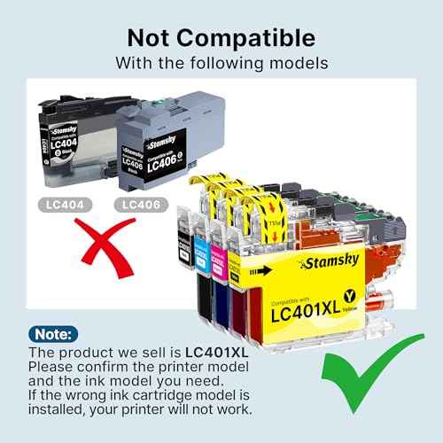 LC401XL Ink Cartridges Compatible for Brother LC401 XL BK LC401XL LC 401 LC401BK High Yield to use with Brother MFC-J1010DW MFC-J1012DW MFC-J1170DW DCP-J1800DW, DCP-J1140DW Printer (4 Pack BCYM)