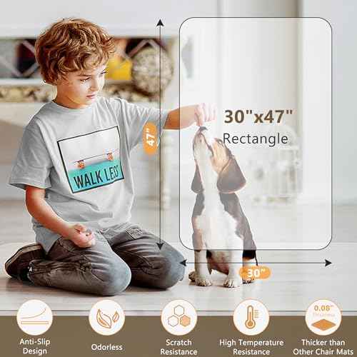 Office Chair Mat for Hardwood Floors, 3.2mm Thick 47" x 30" Heavy Duty Hard Desk Chair Mat, Clear Polycarbonate Hard Floor Protector for Rolling Chairs, Easy Glide and Ship Flat