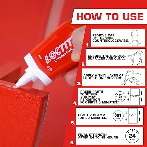 Loctite Extreme Glue, Clear, 1.62 fl oz Tube, 6 Pack - Strong All Purpose Glue for Wood, Metal, Leather, Crafts & Repair, Pastic, & More