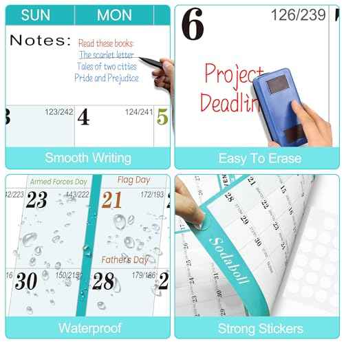 32" x 48" 2026 Wall Calendar, Folded Wet & Dry Erase Wall Calendar 12 Month, Annual Yearly Planner Yearly Laminated Calendar 2026 Horizontal/Vertical, with Julian Dates