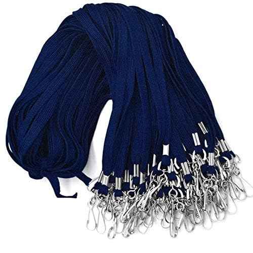 Lanyards 100 Pack Navy Blue Lanyards with Swivel Hook Clips for ID Name Badge Holder (Navy Blue, 100 Pack)