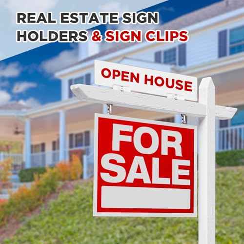 Thyle 10 Sets Real Estate Sign Holders and Rider Clips for Mounting, Including Hooks for Hanging or Attaching Signs and Riders,with Screws for Posts.