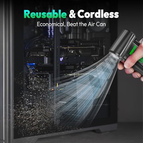 Compressed Air Duster-160000RPM Super Power Electric Air Duster, 4-Gear Adjustable Mini Blower with Fast Charging, Rechargeable Cordless Air Blower for Computer, Keyboard, House, Outdoor and Car