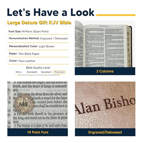 Personalized KJV Giant Print Bible with Name Engraving, 14 pt Type, Thumb Index