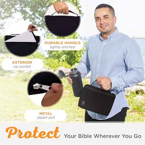 Christian Art Gifts Men/Women's Bible Cover Jesus Fish, Black Canvas, Small