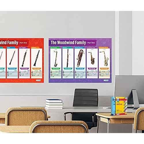 Daydream Education Instrument Family Orchestra Music Posters for Classroom - Set of 6 - Gloss Paper - EXTRA LARGE - 33" x 23.5" - Music Middle & High School Class Decoration - Wall Charts