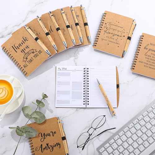 Tellingyou 60 Pcs Employee Appreciation Gift Bulk for Christmas Coworker A6 to Do List Kraft Notebook Ballpoint Pen Inspirational Gift for Office Team Staff Teacher Nurse Medical Assistant