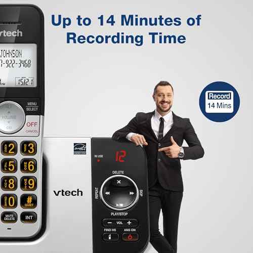 VTech VG232 Cordless Phone with Answering Machine - with Large Display Full-Duplex Speakerphone Caller ID/Call Waiting Last 10 Number Redial