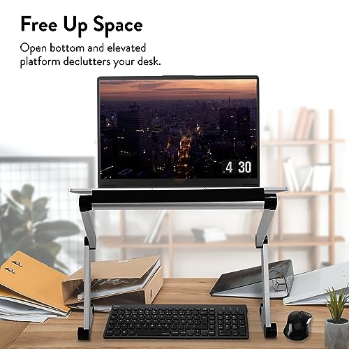 Uncaged Ergonomics Adjustable Book Holder, Tablet & Laptop Stand, Aluminum Portable Reading Stand for Textbooks & Cookbooks, Recipe Holder for Kitchen Counter, Silver