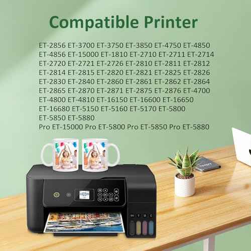 Remanufactured Sublimation Ink Refilled Bottles 6Pack 600ML Compatible for ET2400 ET2720 ET2760 ET2750 ET4800 ET-2800 ET-2850 WF-7720 Inkjet Printers Heat Press Transfer on Mugs, Polyester Shirts etc