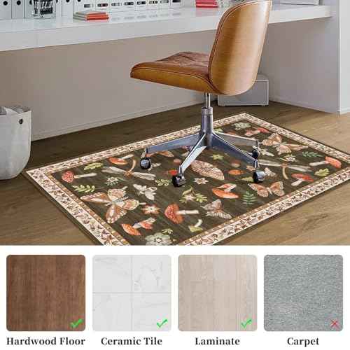 Office Chair Mat for Hardwood Floor,Mushroom 48"x60" Computer Chair Mat for Rolling Chairs Carpet,Under Desk Non Slip Gaming Rug,Low-Pile Rubber Backing Large Protector Mat (Brown)
