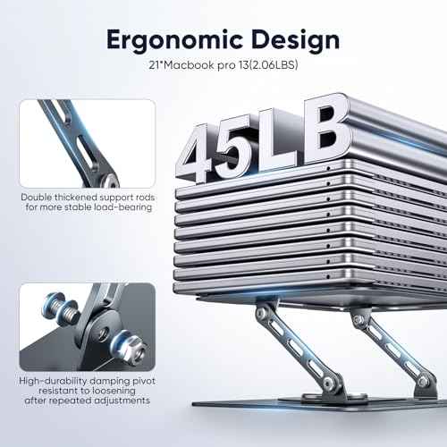 Laptop Stand, 360¡Æ Rotating Foldable Adjustable Computer Stand for 8 to 17.3 inches Laptop & Tablet, Carbon Steel, 45LB Capacity, Anti-Slip, Ergonomic Design (Starry Gray)
