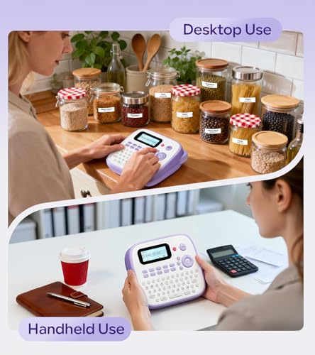 EazeID Purple Label Maker with 4 Laminated Waterproof Tapes - D210S