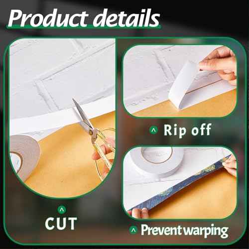 Geyoga 6 Rolls Total 984 ft Heavy Duty Banner Hem Tape Double Sided Each 1" x 164 ft Mounting Tape for Vinyl Banner, White