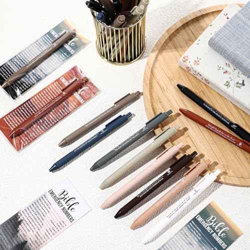 200 Set Christian Church Gifts 200 Bible Verse Pens Bulk 200 Bible Emergency Numbers Bookmarks Religious Pens Church Visitors Gifts for Men Women(Natural Colors,Scenery Style)