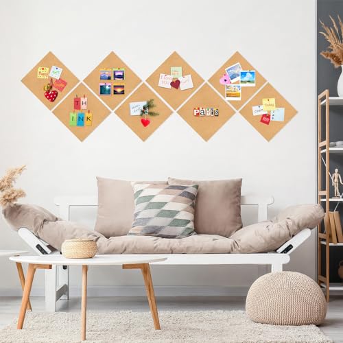 Facilife Brown Cork Board Tiles - 4 Pack Self-Adhesive Wall Squares for Office & Home