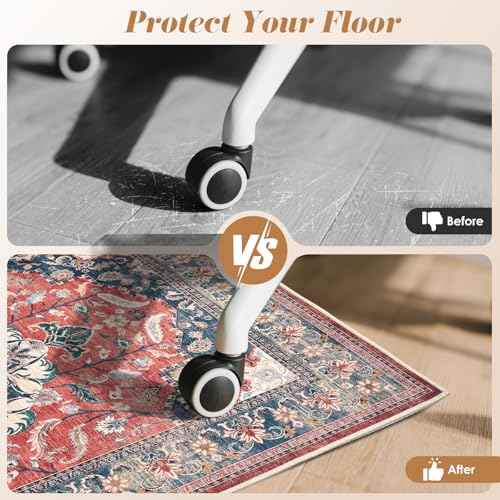Office Chair Mat for Hardwood Tile Floor,48 "x60 Anti-Slip Under Desk Carpet Protector for Rolling Computer Chair Mat, Machine Washable Office Area Carpet (Fauxwool,Red)