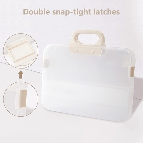 Lemical Portable Plastic Transparent File Boxes with Handle A4 Large Capacity Heavy Duty File Boxes Plastic Transparent Paper Storage