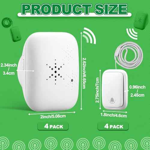 4 Set Wireless Caregiver Pager Wireless Call Button Nurse Alert System 500+ Feet 4 Set Transmitters Plug in Receivers for Elderly Patients Disabled Call Bell Operating Range
