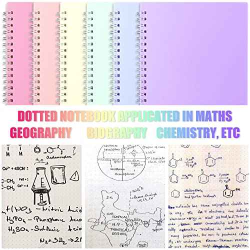 A5 Dotted Spiral Notebook, 6 Pack 120 Pages, Dot Grid Journal with 120 GSM Thick Dotted Bullet Paper, 6 Macaron Transparent Colors Hardcover, for Bullet Journaling 5.7"x 8.5"