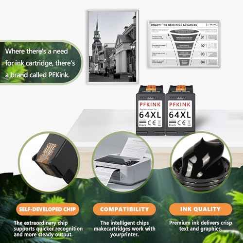 64XL Black Ink Cartridges Replacement for 64XL Ink Cartridge Works with Envy Photo 7855 7858 7800 7155 7120 6252 7158 7100 7164 Inspire 7955e 7950e Printer (2 Black)