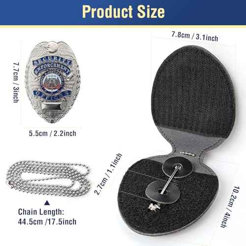 Badge with Leather Badge Holder, Enameled & Plated, Suitable for Dress Up, Role Play-Silver