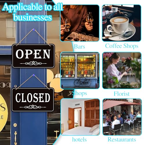 LUHIMO Open Closed Sign 021 12x6.7 Waterproof Double Sided Hanging Business Sign
