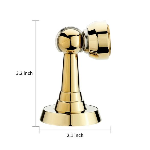 SAILANKA Magnetic Door Stop Brass Heavy Duty Door Stopper Keep Door Open Door Catch Holder with Screws for Wall & Floor Mount, 4P, Bright Gold