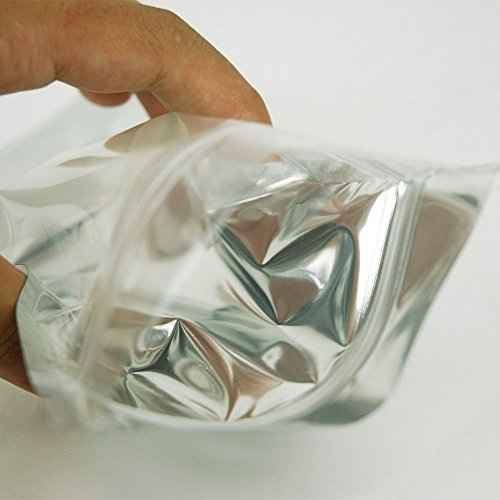 CESS Ziplock Stand Up Pouches Bags, 5x8 inches, Clear Front, Silver Back, 100 Pack