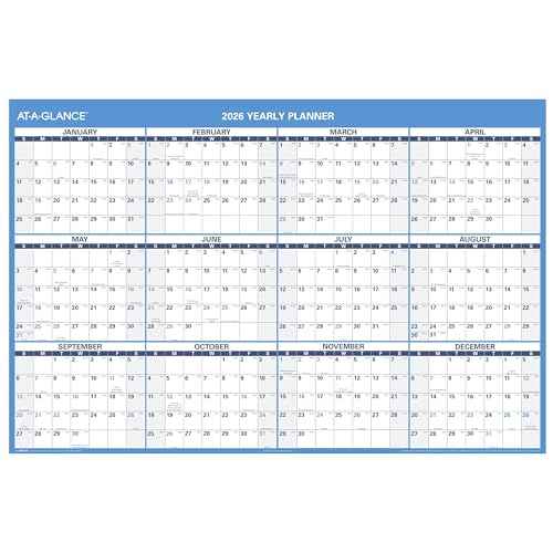 AT-A-GLANCE 2026 Erasable Calendar, Dry Erase Wall Planner, 48" x 32", Extra Large, Horizontal, Reversible (PM3002826)