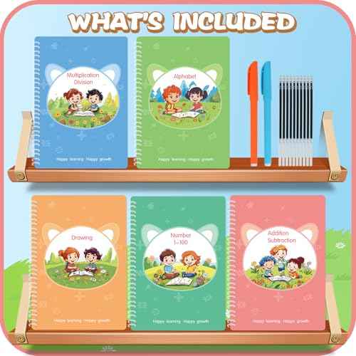 Magic Practice Copybook, Reusable Writing Practice Book, for Preschool Kids Age 3-8 ?Calligraphy 9.44in¡¿6.29in(5 Books with Pens)