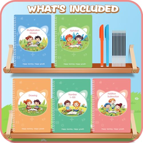Green Reusable Calligraphy Practice Copybook Set for Kids 3-8 with Pens