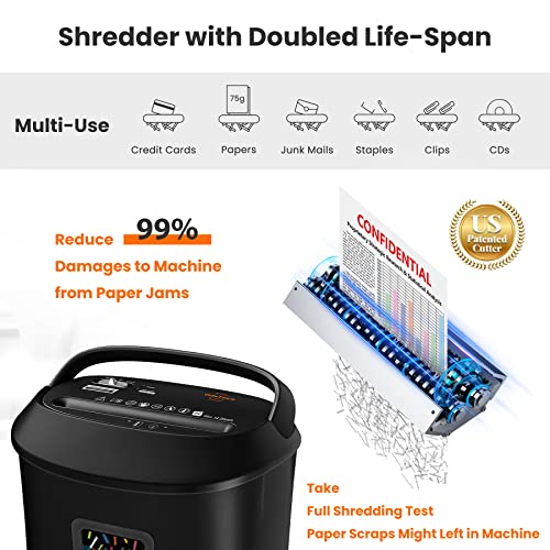 VidaTeco 14-Sheet Cross Cut Paper Shredder with 6.6-Gallon Bin, Anti-Jam System