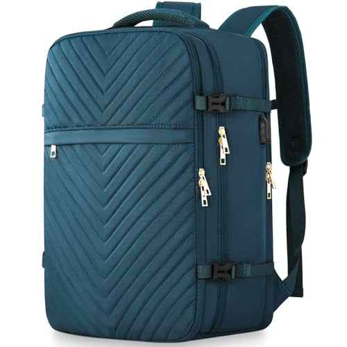 MOMUVO Carry On Backpack for Women,Flight Approved Large Travel Laptop Backpack Water Resistant Luggage Travel Bag for School Weekender Business,Peacock Blue