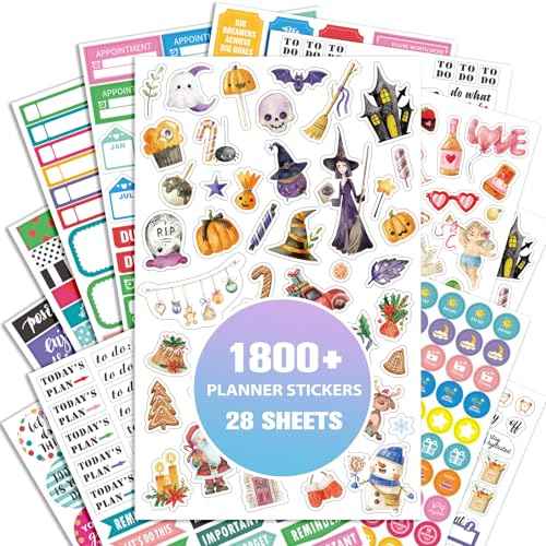 Planner Stickers - Calendar Stickers for Decorating, 28 Sheets Daily Planner Accessories for Celebrations, Holidays, Journaling, 1800+ Sticker for Kids/Adults, Scrapbook Supplies - Khaki