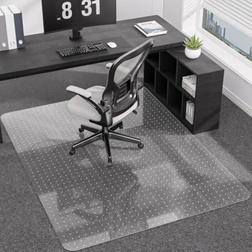 MZLCDW 48" x 60" Clear Office Chair Mat for Low Pile Carpet with Lip - Heavy Duty