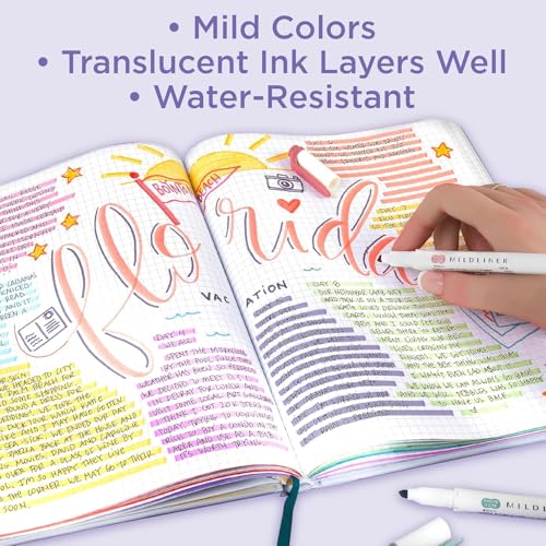 Zebra Pen Mildliner Dual-Tip Highlighters, Broad and Fine Tips, Ideal for Bible Highlighting, No Bleed, School Supplies and Teacher Supplies, Assorted Ink in Easel Back Carrying Case, 25-Pack (78025)