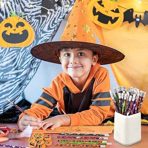 Zuazaor 420 Pieces Halloween Pencils with Eraser Wooden Pencils for School Office Halloween Party Supplies (420)