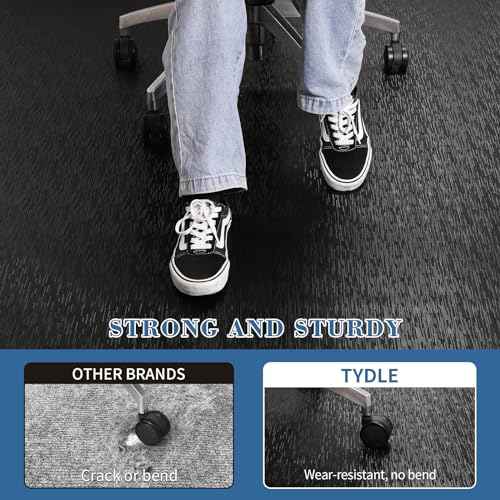 Office Chair Mat, TYDLE 59"x75" Large Chair Mat for Hard Floor, Vinyl Mat for Gaming Chairs, Slip Resistant Rolling Computer Under Desk Mat for Hardwood Floor, Black