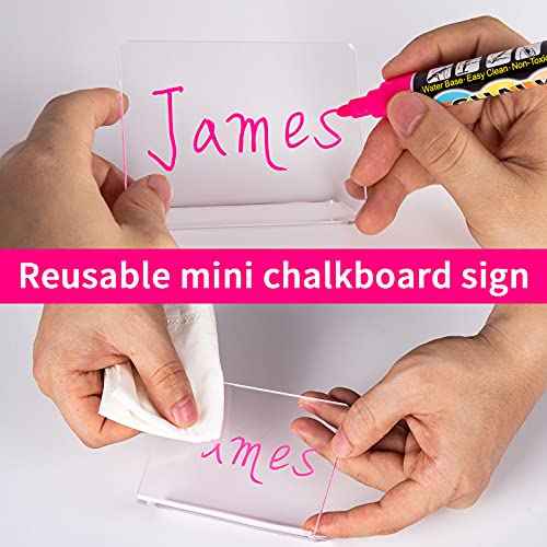 20 Pack Acrylic Mini Chalkboard Signs for Food, AITEE Clear Mini Tabletop Chalkboards, Small Buffet Chalkboards for Bakery, Birthday Parties, Message Boards, Weddings and Retail