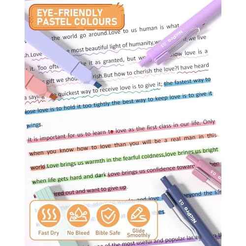 Nicpro 33PCS Aesthetic Highlighter and Gel Pen set with Case, 12 Bible Highlighters & Cute Pens Refills With Soft Ink & Tip, No Bleed Quick Dry for Bible Study Journaling Planner Notes School Supplies