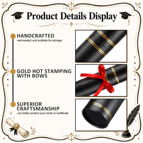 Black Diploma Certificate Scroll Tube Holder 12.6 x 2 x 2 inches with Gold Foil - Classic Design