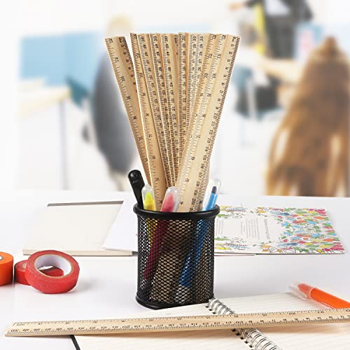 ZZTX 3 Pack Wooden Rulers 12 Inch (30 cm) Dual-Side Measuring Scales