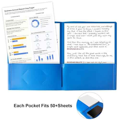 Habgp 100 Pack Plastic Folders with Pockets, 5 Color Heavy Duty Two Pocket Folder Business Card Holder for Office High School, Business Resume