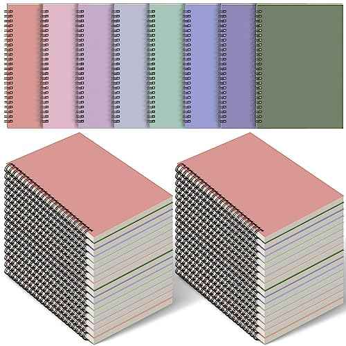 Sinmoe 39 Pack Sketch Book Bulk A5 Unlined Spiral Notebook 100 Pages Blank Notebook 5.5 x 8.3 Inches Soft Cover Kraft Memo Sketchbook for Office Supplies(Simple Colors)