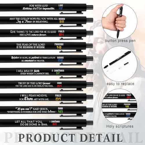 Cholemy 200 Pcs Christmas Christian Gifts Bible Verse Pens Bulk Church Gift Religious Scripture Ballpoint Inspirational Motivational Retractable Black Ink Pen for Women Men Coworker Employee Teacher