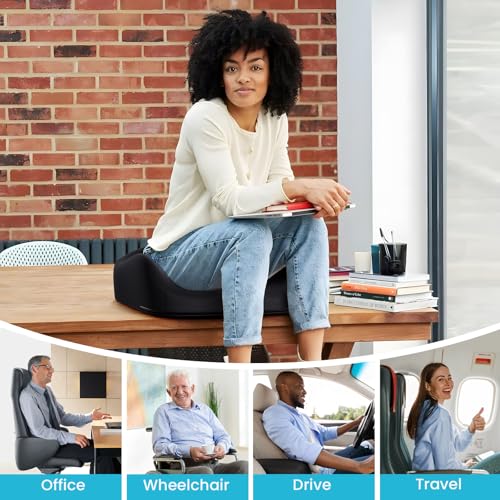 Benazcap Seat Cushion, Memory Foam Cushions for Office Chair - Ergonomic Chair Cushions for Tailbone Pain Relief, Sciatica & Back Support, Office Chair Cushion & Car Seat Cushion