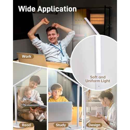 LED Desk Lamp with Wireless Charger, Stepless Dimming Desk Light with 3 Color Modes, Foldable Eye-Caring Study Reading Table Lamp with Night Light for College Dorm Home Office Bedroom Beside(White)