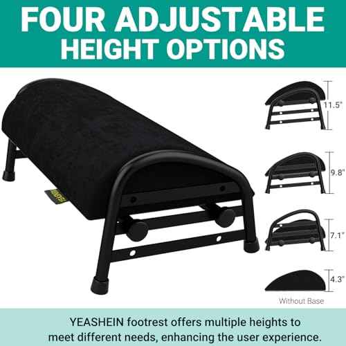 Padded Foot Stool for Under Desk, 3 Adjustable Heights Foot Rest for Office Chair, Under Desk Footrest for Gamer Desk Accessories, Leg Rest for Car/Home Essential Accessories - Black