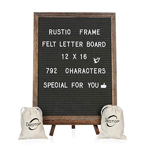 12x16 Grey Felt Letter Board with Rustic Frame, Includes 792 Letters & Accessories